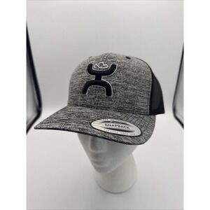 HOOey Heathered Sterling Gray Black Trucker Snapback Adjustable Hat Cap